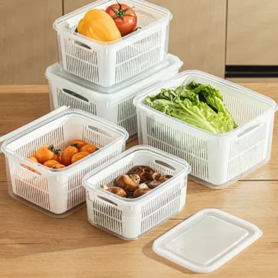 야채 과일 보관 사각 물빠짐 멀티 채반 밀폐용기 2.5L 3개