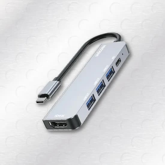 유니콘 5in1 HDMI C타입 USB 멀티 허브, TCH-P20, 4K 미러링, PD 87W 충전, 그레이, 1개