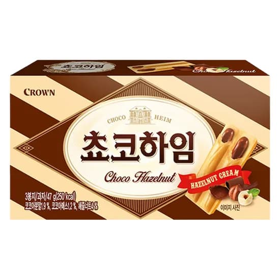 크라운제과 초코하임 헤이즐넛 47g 2개