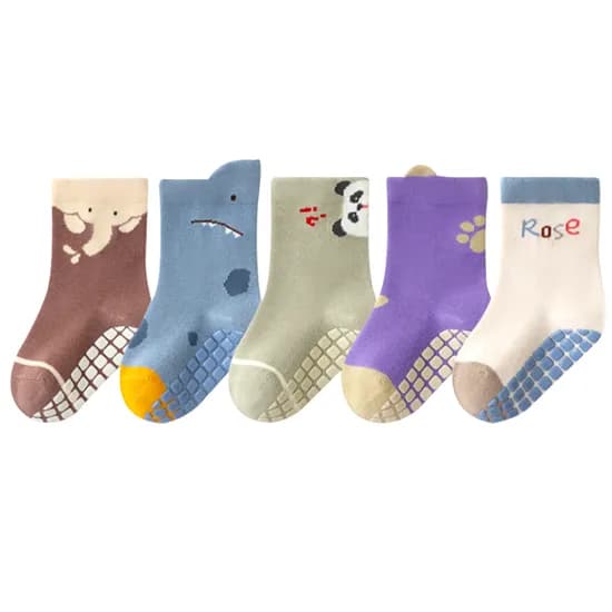 아이뿜 뽀짝 동물 아기양말 5종세트 JB02, 혼합색상, M(1-3세), 1개