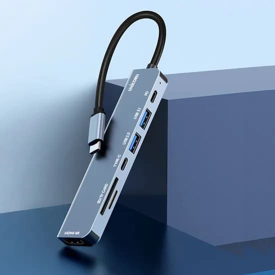 유니콘 7IN1 HDMI C타입 멀티 허브, TCH-P40, 그레이, 1개
