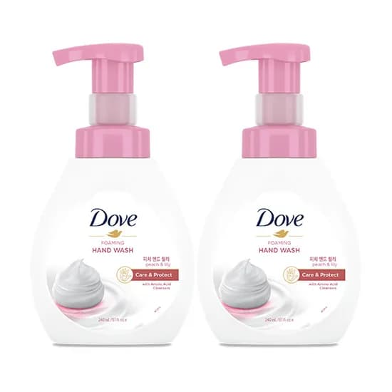 도브 포밍 핸드워시, 펌핑 타입, 피치 앤드 릴리, 240ml, 2개
