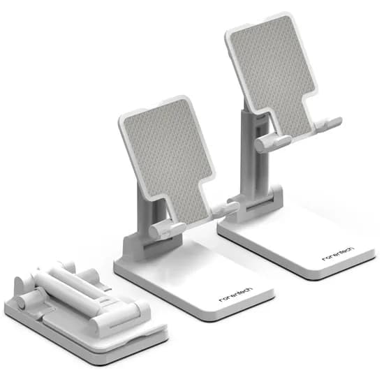 Rorentech 휴대용 각도조절 탁상용 태블릿 핸드폰 거치대, 화이트, 1개