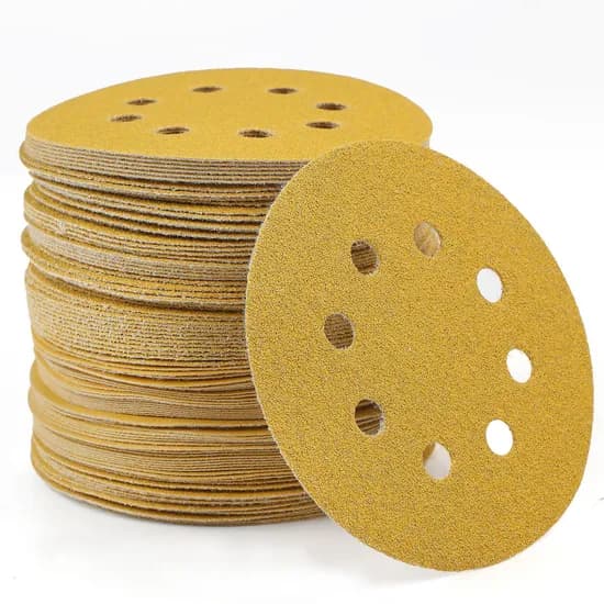 원형 사포 벨크로형 125mm 8홀 노랑 100장