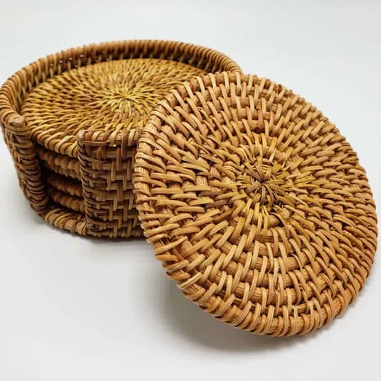 등나무 라탄 티 코스터, 18cm, 1개