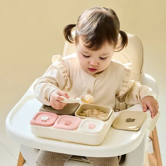 아띠래빗 쏙쏙 모듈형 실리콘 흡착 식판, 소형 보관용기 3P + 대형 보관용기 2P, 혼합색상, 1개