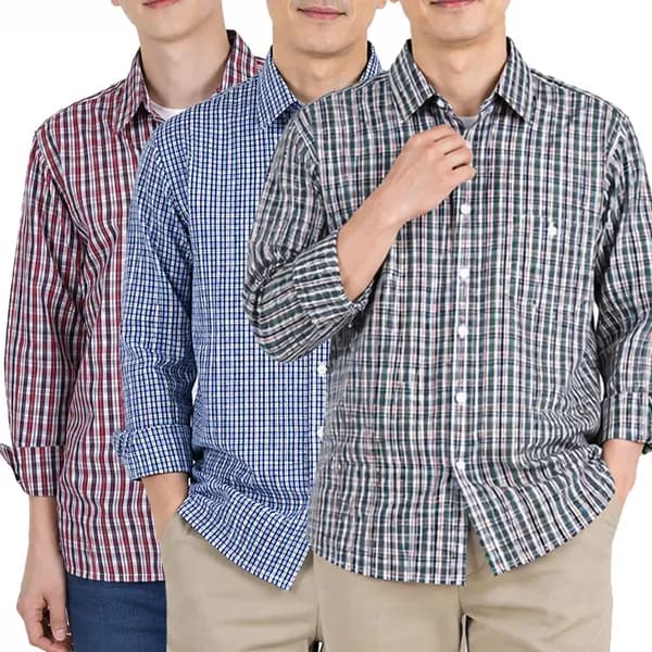 체크 셔츠 남방 작업복 3장 1세트