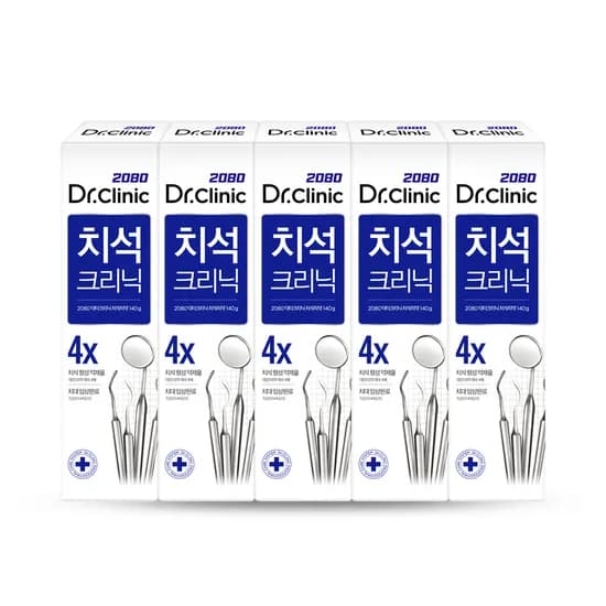 2080 닥터크리닉 치석치약 2.0, 140g, 5개