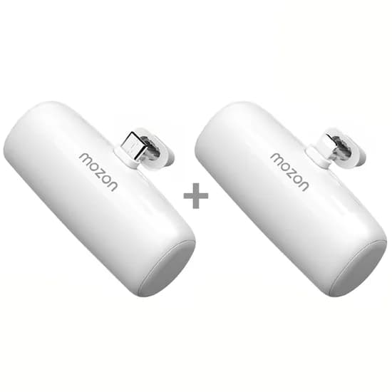 모즈온 일체형 미니 보조배터리, 5000mAh, C타입 화이트 1개 + 8핀 화이트 1개, 2개
