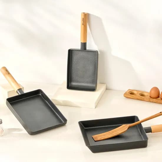 델라고 우드 IH 사각 계란말이 멀티팬, 19x14cm, 1개, 손잡이 포함 길이 36cm