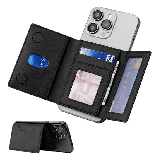 맥세이프 3단접이식 거치대 가죽카드지갑 블랙 7x10.5cm