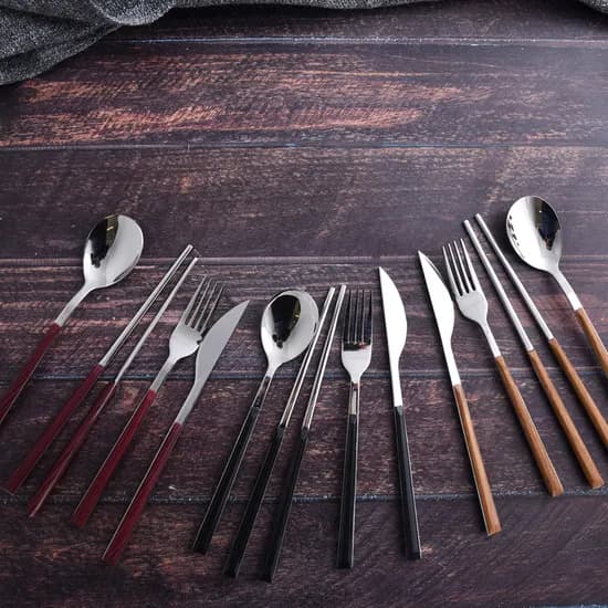 퀴드노비 레트로 커트러리 디너 4인 세트, 디저트4인세트, 8P, 네츄럴우드