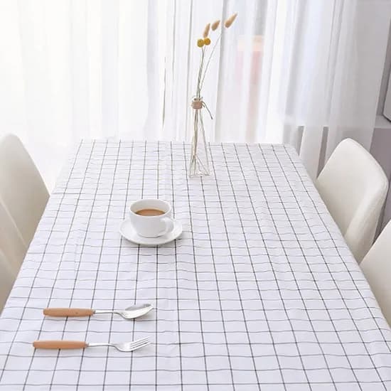 북유럽 체크 방수 식탁보 민트 137x180cm 1개