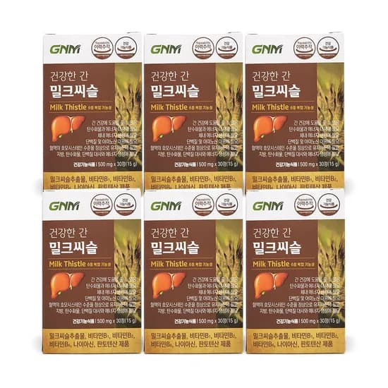 GNM 자연의품격 건강한 간 밀크씨슬, 500mg, 30정, 6개