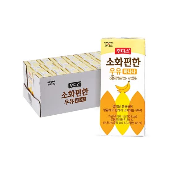 후디스 소화편한 우유 바나나, 190ml, 24개