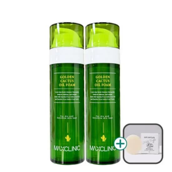 맥스클리닉 골든 선인장 오일 폼 클렌저 천연비누 30g 클렌징폼 110ml 2개
