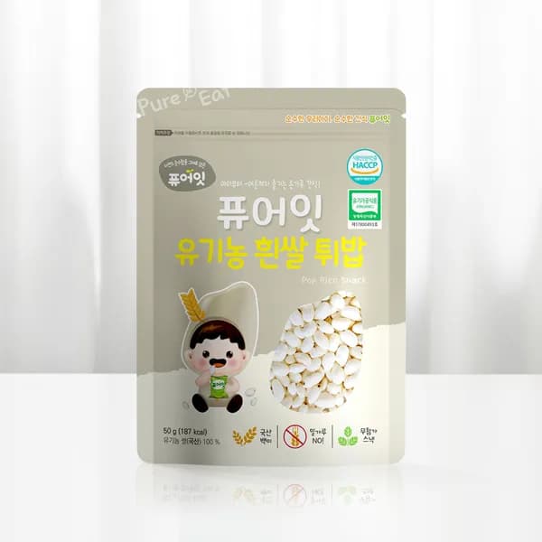 퓨어잇 유기농 백미 아기 과자 50g 1봉 5,600원