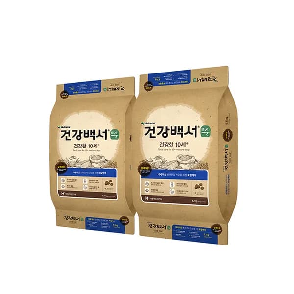 건강백서 순 건강한 강아지 사료 10세이상 닭 5.1kg 2개
