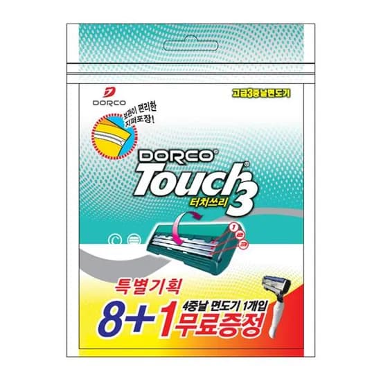 도루코 터치3 면도기 3중날 9개