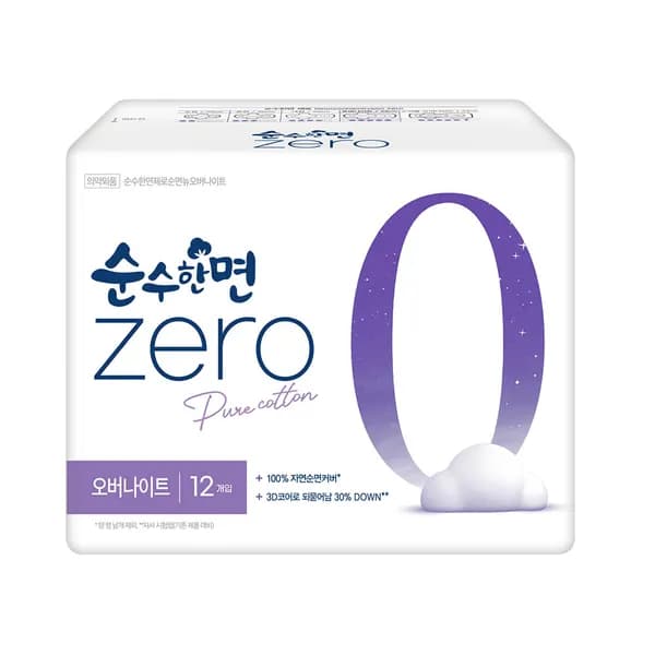 깨끗한나라 순수한면 ZERO 오버나이트 12개입 1팩 5,290원