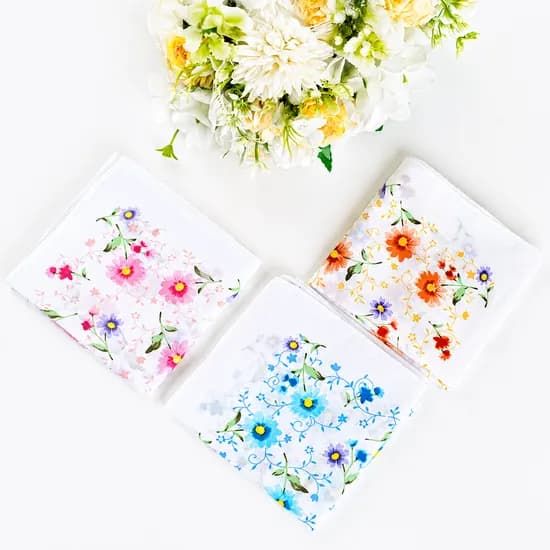 몽피 순면 손수건, B, 레드, 1개 + 블루, 1개 + 핑크, 1개, 45cm x 45cm, 3개