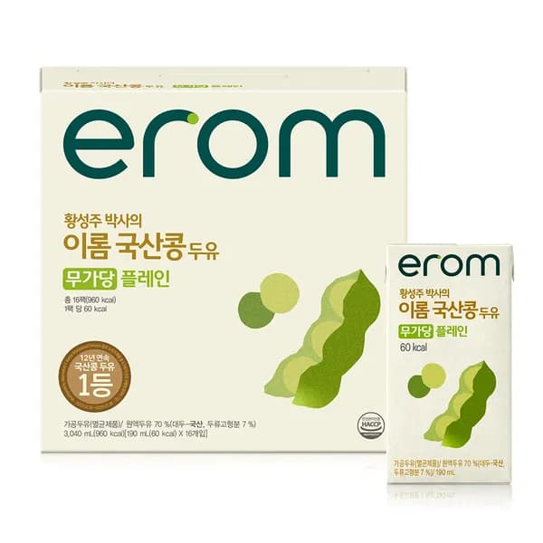 이롬 황성주 박사의 국산콩 두유 무가당 190ml 32팩