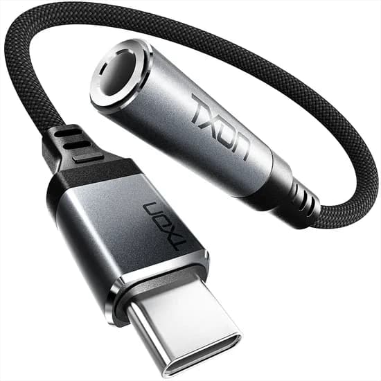 티엑스온 USB-C to 3.5 이어폰 젠더, 그레이+블랙, 0.18m, 1개