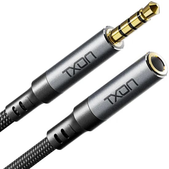 티엑스온 3.5mm AUX 4극 오디오 연장 케이블, 0.5m, 그레이, 1개