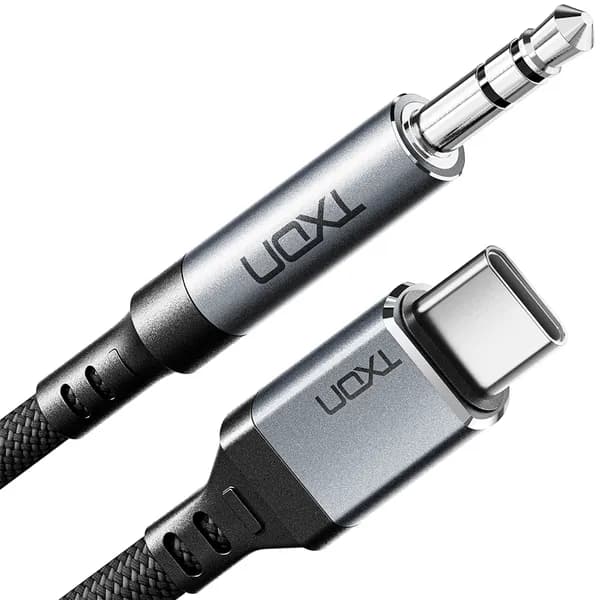 티엑스온 USB C타입 to AUX 3극 스테레오 오디오 케이블 1m 그레이