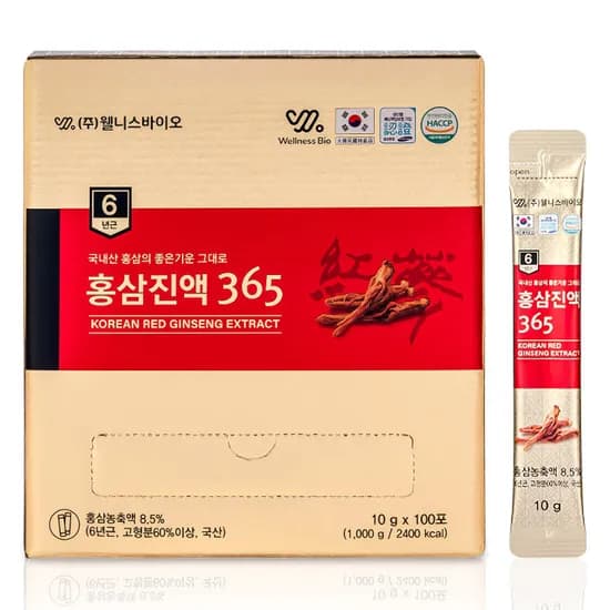웰니스바이오 홍삼진액365 10g 100포 1박스
