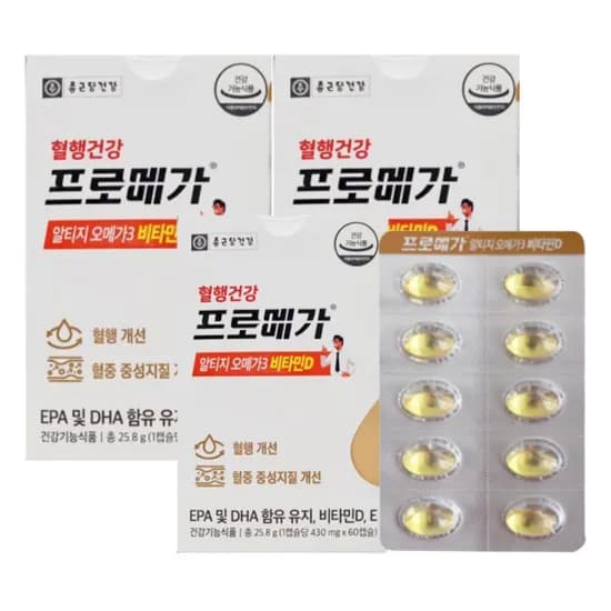 종근당건강 프로메가 알티지오메가3 비타민D, 430mg, 60캡슐, 3박스