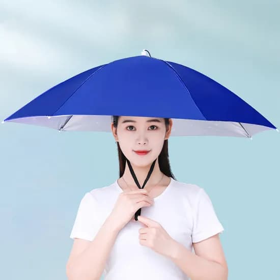 우산모자 자외선차단 머리우산 암막양산, 블루, 69cm, 1개