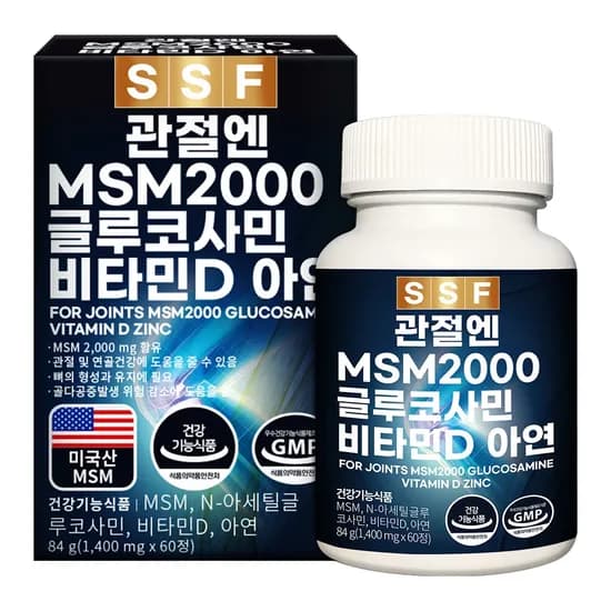 순수식품 관절엔 MSM 2000 글루코사민 비타민D 아연 60정 1박스