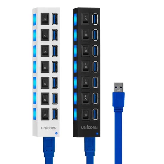 유니콘 USB 3.0 7포트 USB 허브, XH-Q5, 개별전원 무전원, 블랙, 1개