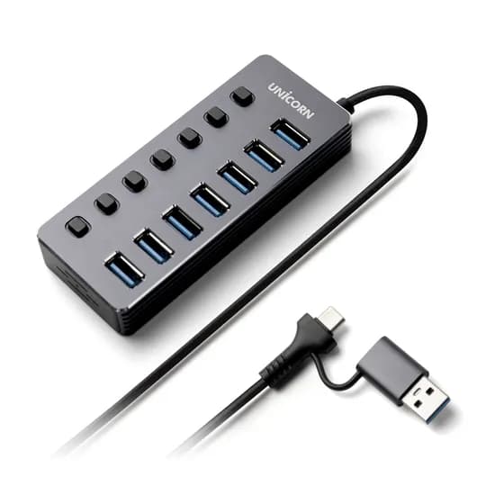 유니콘 7포트 USB 허브, NH-700SW, USB3.2 Gen1, 개별전원, 1개