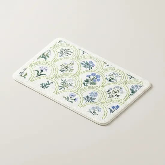 프렌치가든 극세사 발매트 유럽풍 인테리어 논슬립 매트 60x40cm 프렌치블루 1개 프렌치레드 1개 2개