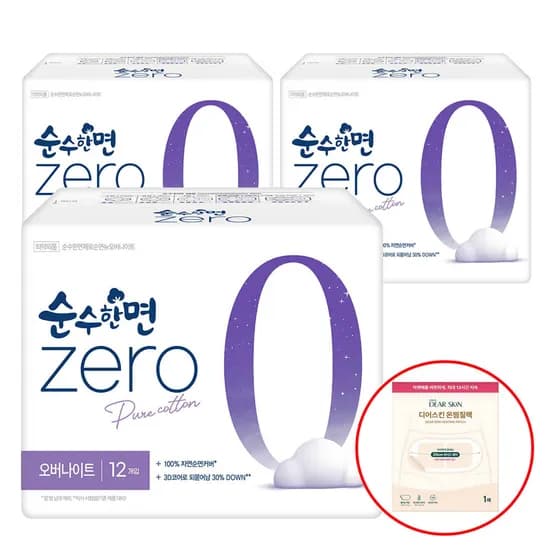 순수한면 제로 zero 오버나이트 12개입 3팩 외 1종