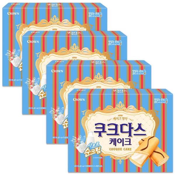 크라운 쿠크다스 케이크 사르르 손크림 154g 4개 15,400원