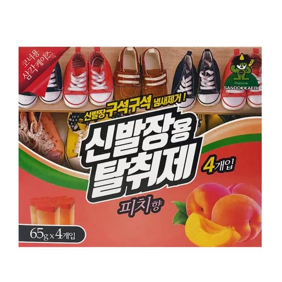 산도깨비 신발장용 탈취제 피치향 65g 4개입 1개