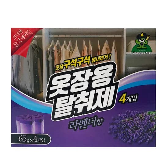 산도깨비 옷장용 탈취제 라벤더향 65g 4개입