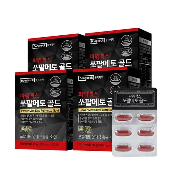 동국제약 파워맥스 쏘팔메토 골드, 1000mg, 30캡슐, 4박스