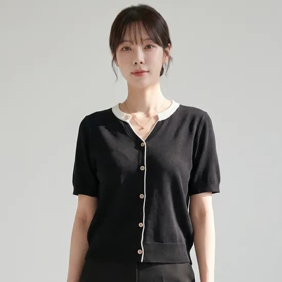 KARRA 브리반팔버튼포인트니트_KB4MKN023C, 바이올렛, FREE, 1개
