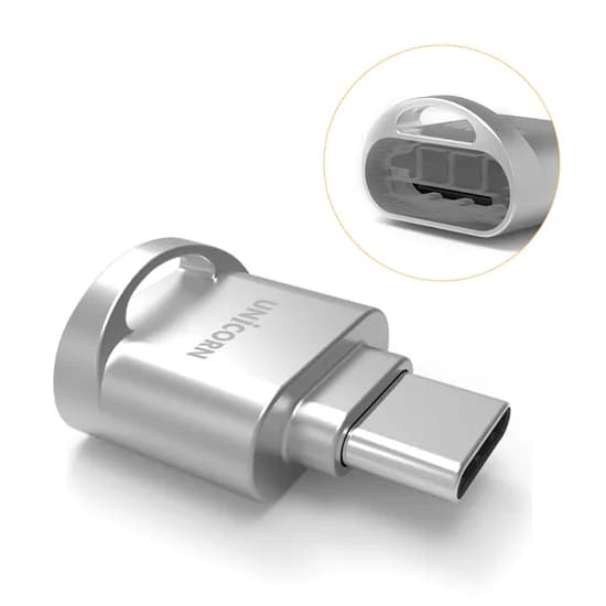 UNiCORN C타입 OTG USB TF 카드리더기 CTF-100R, 그레이, 1개