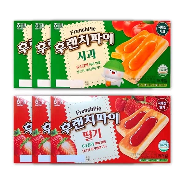 해태제과 후렌치파이 사과 + 딸기 192g 6개 1세트