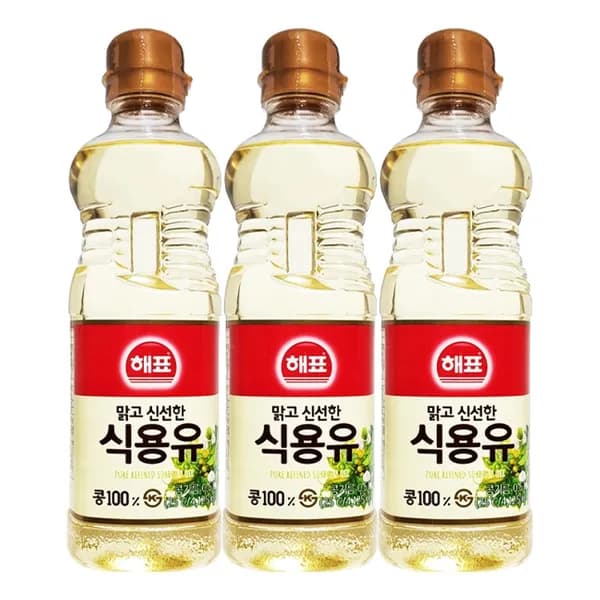 해표 콩기름 500ml 3개 9,630원