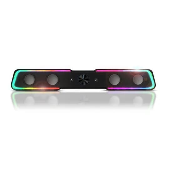 유니콘 2세대 레인보우 RGB LED 게이밍 USB 2채널 사운드바 스피커, SB-M9, 블랙, 1개