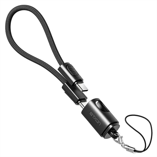 티엑스온 휴대용 고리형 C타입-C타입 키링 손목 스트랩 충전 숏케이블, 30cm, 블랙, 1개