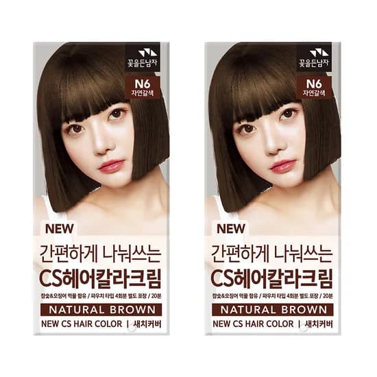 꽃을든남자 오징어 먹물 새치 염색약 자연갈색 2개
