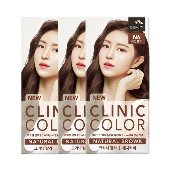 꽃을든남자 크리닉 염색약 N6 자연갈색 3개 12,100원