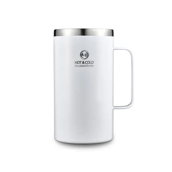 리벤스 스텐 보온보냉 손잡이 머그컵, 화이트, 670ml, 1개